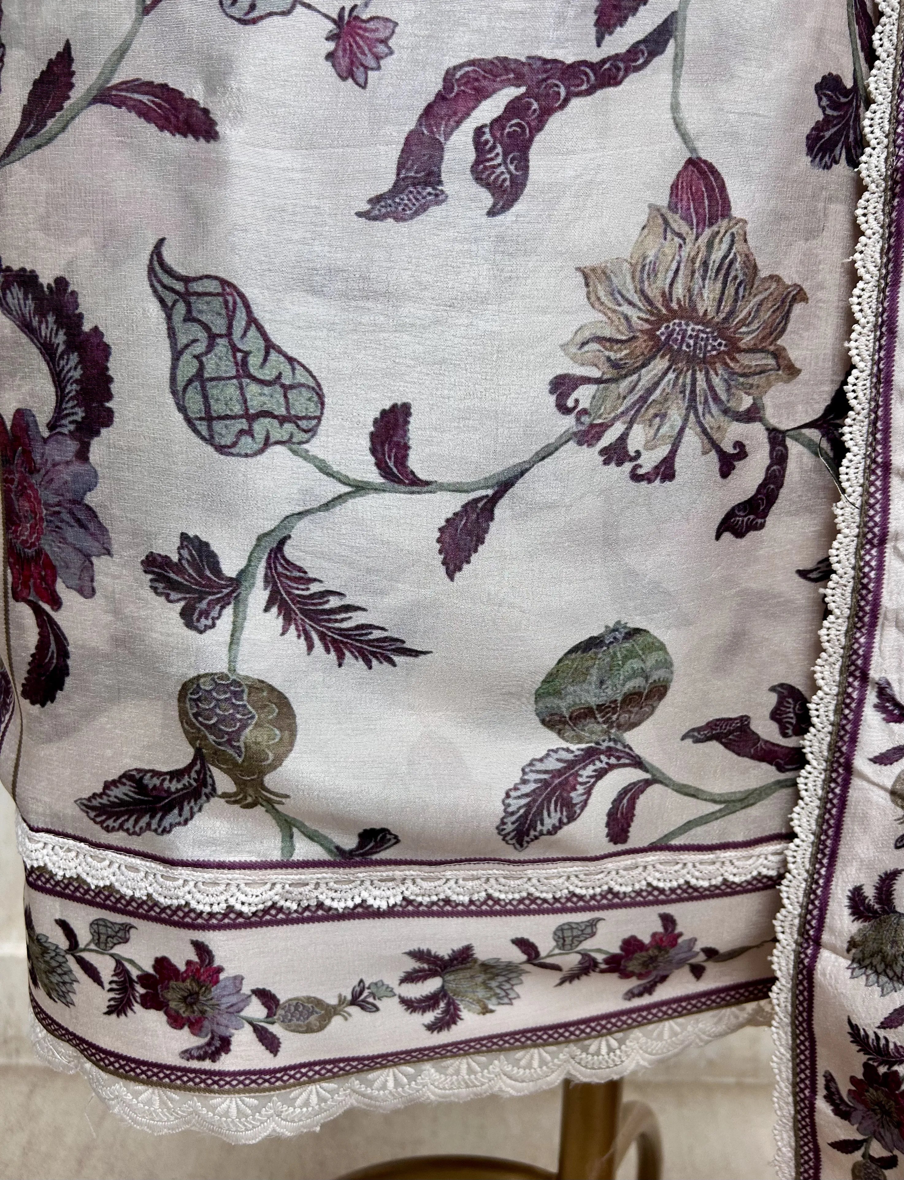 Chinnon Unstitched Suit Set With Chinnon Dupatta