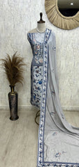 Chinnon Unstitched Suit Set With Chinnon Dupatta