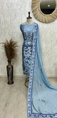 Chinnon Unstitched Suit Set With Chinnon Dupatta