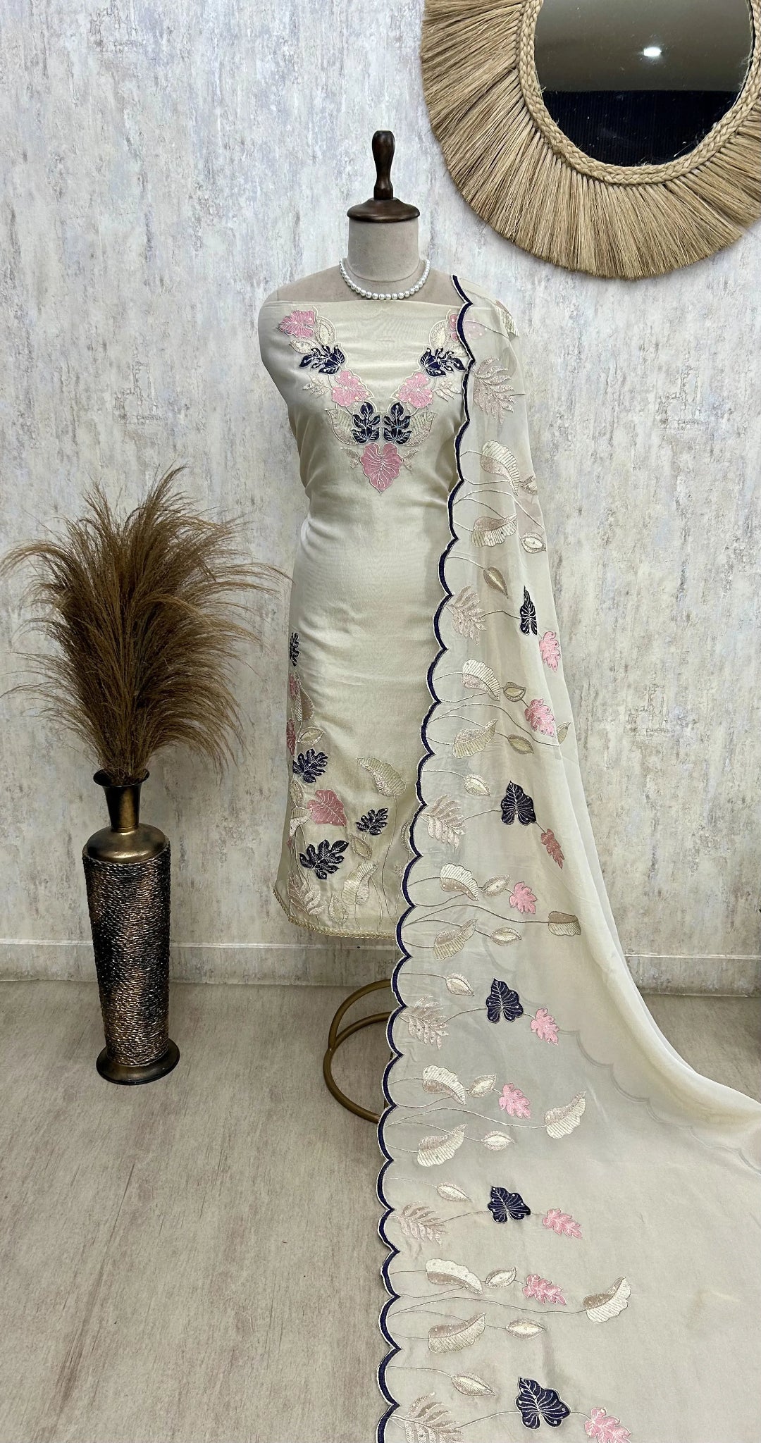 Cosmo Tissue Unstitched Suit Set With Cosmo Tissue Dupatta