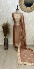 Tissue Unstitched Suit Set Featuring Tissue Dupatta