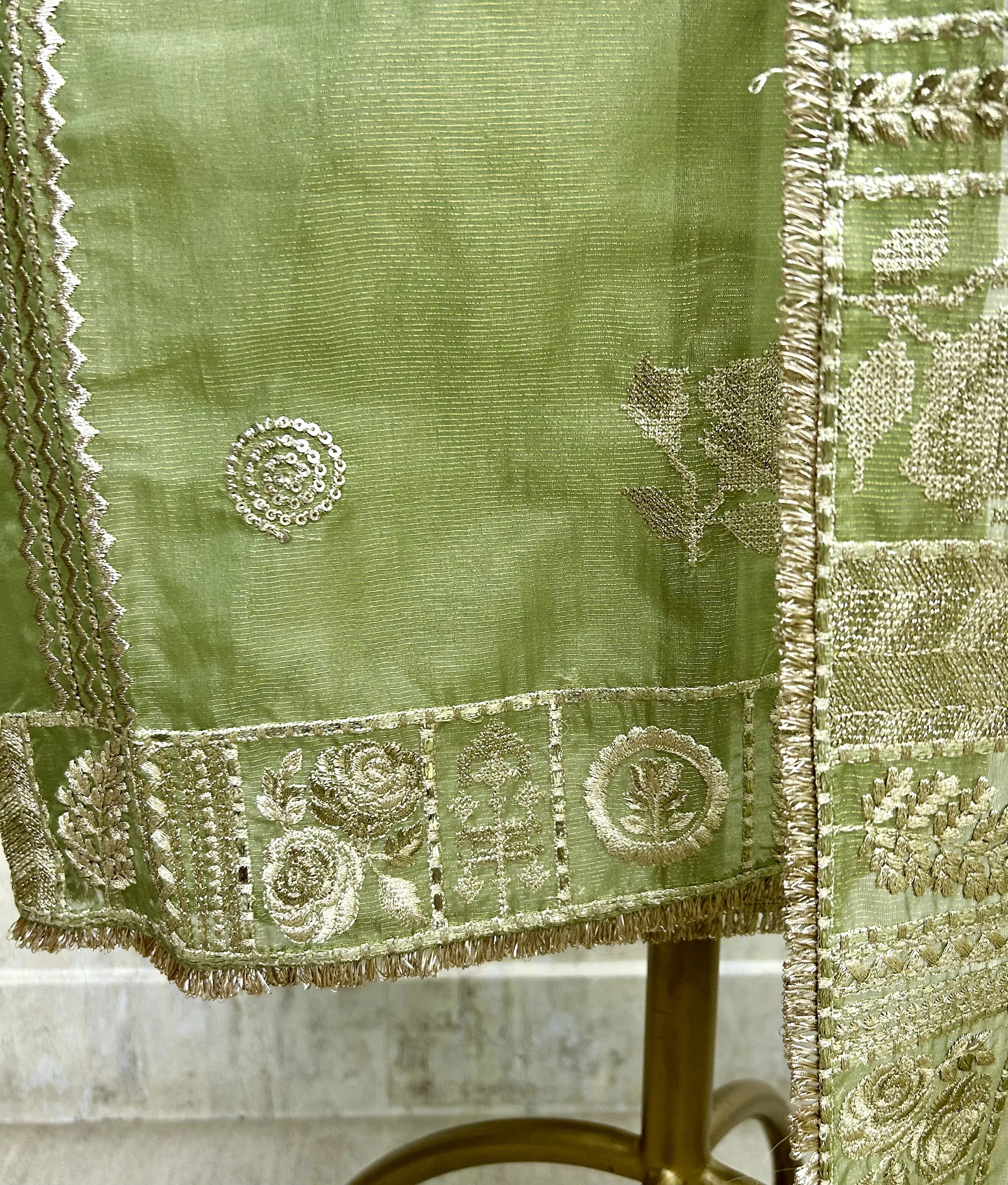 Tissue Organza Unstitched Suit Set With Tissue Organza Dupatta