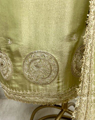 Tissue Unstitched Suit Set With Tissue Dupatta