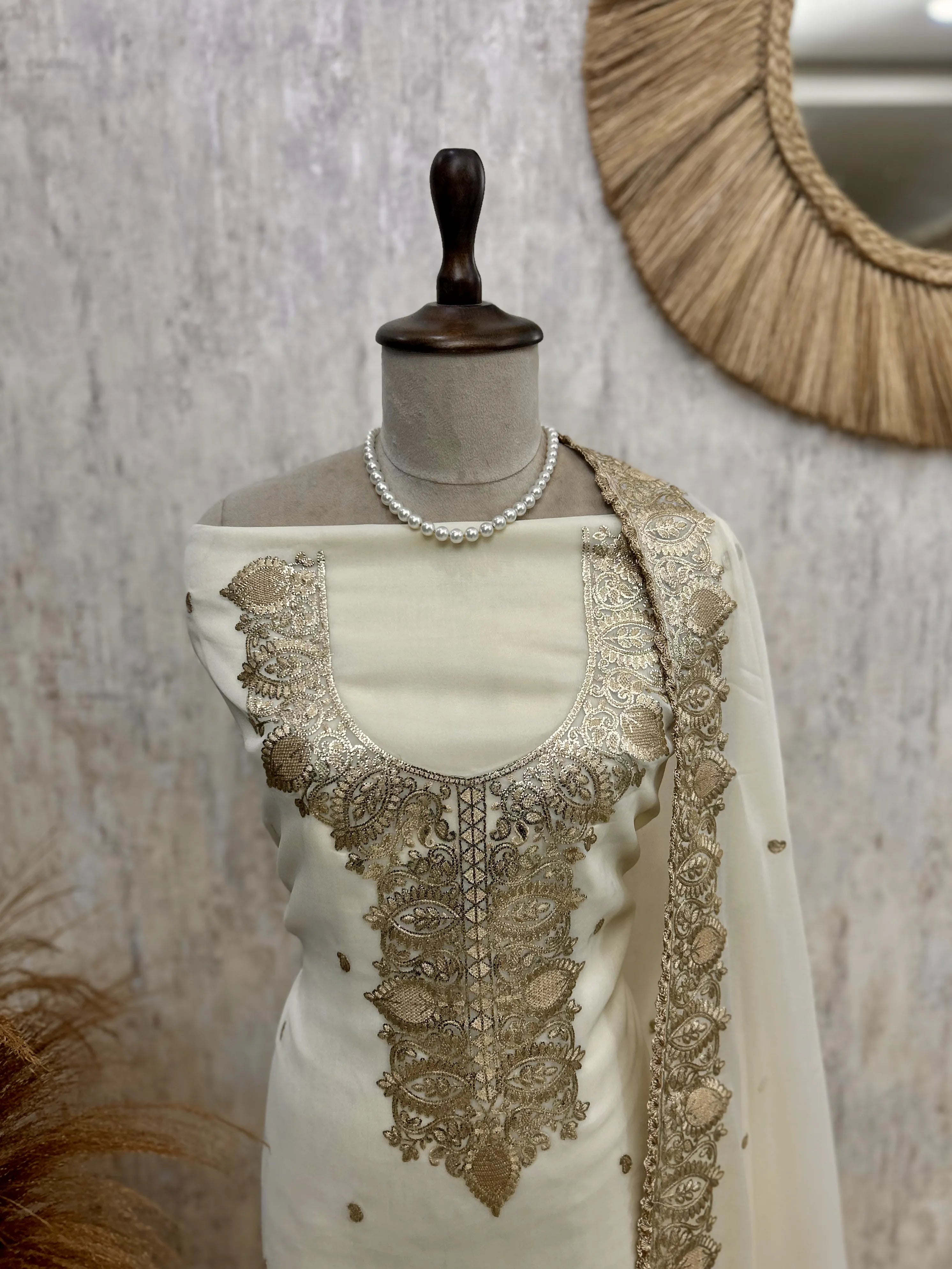 Organza Unstitched Suit Set Featuring Organza Dupatta