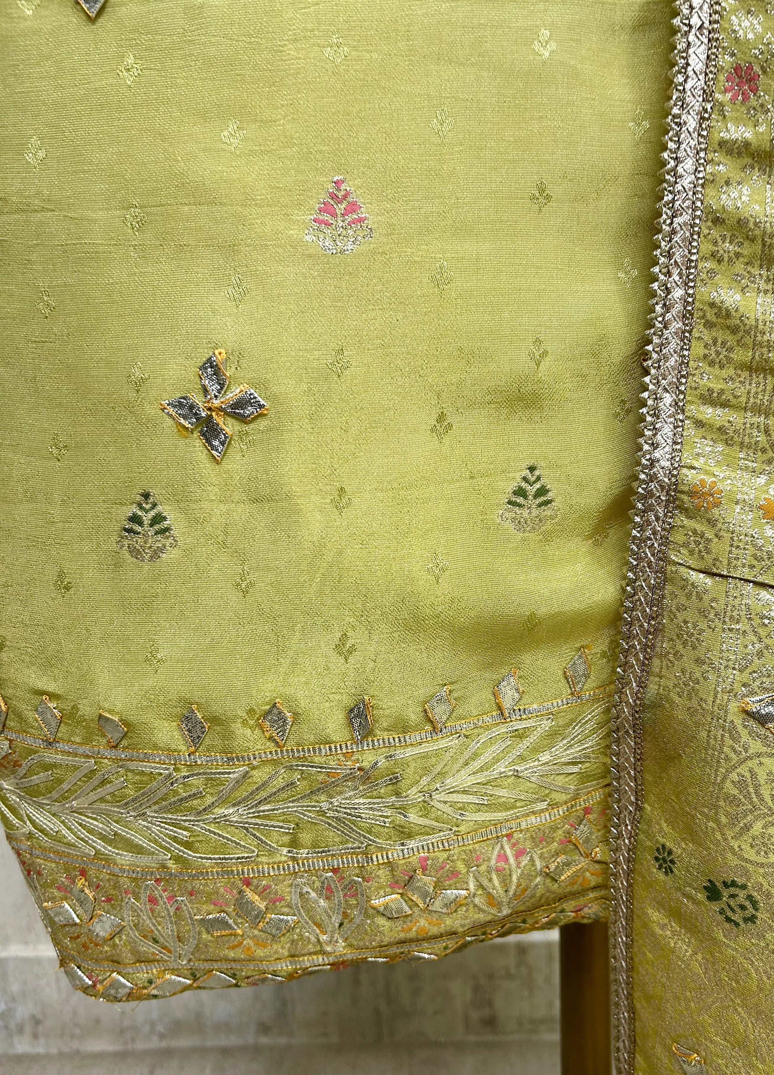 Tissue Unstitched Suit Set Featuring Tissue Dupatta