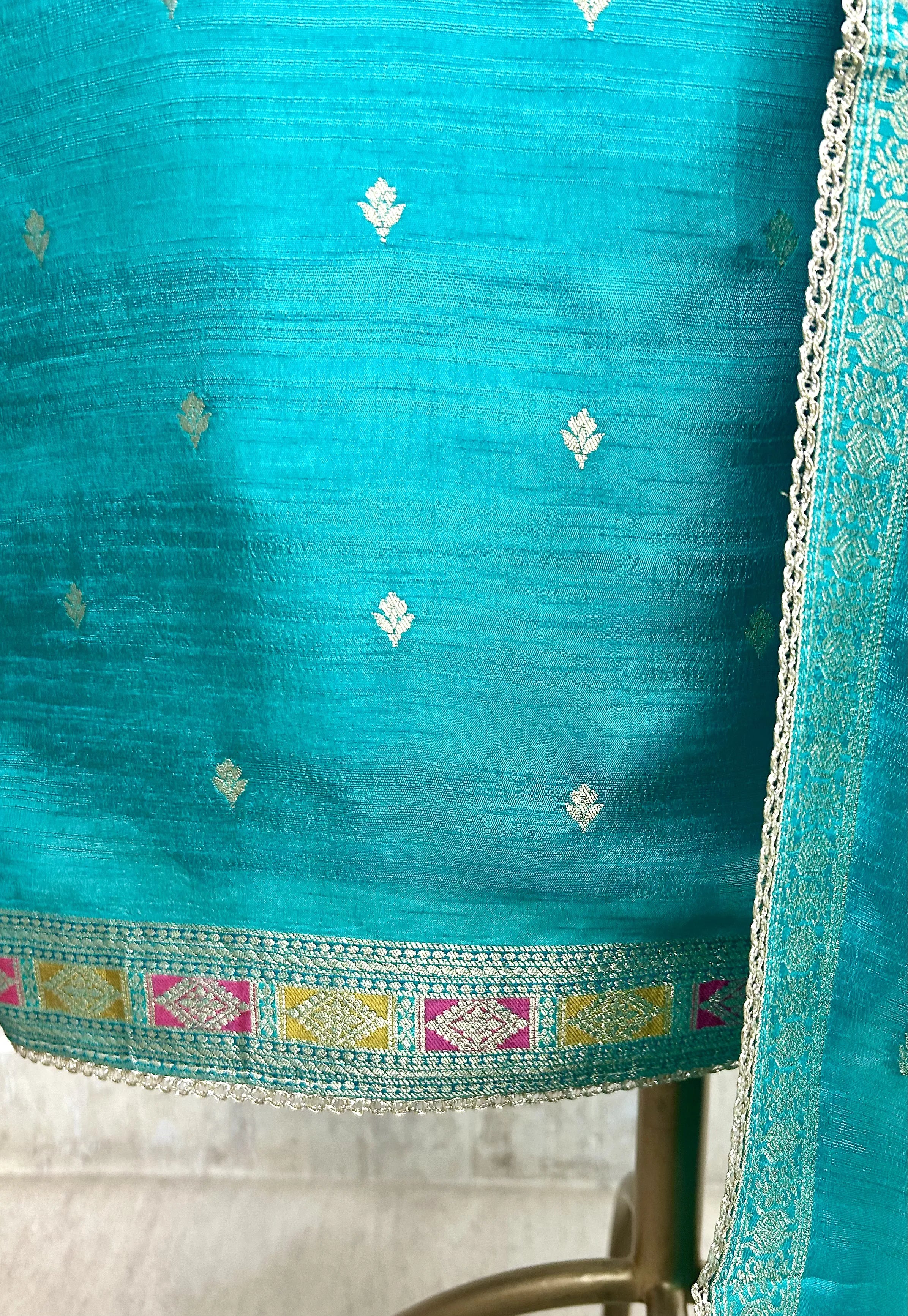 Dola Silk Unstitched Suit Set Featuring Dola Silk Dupatta