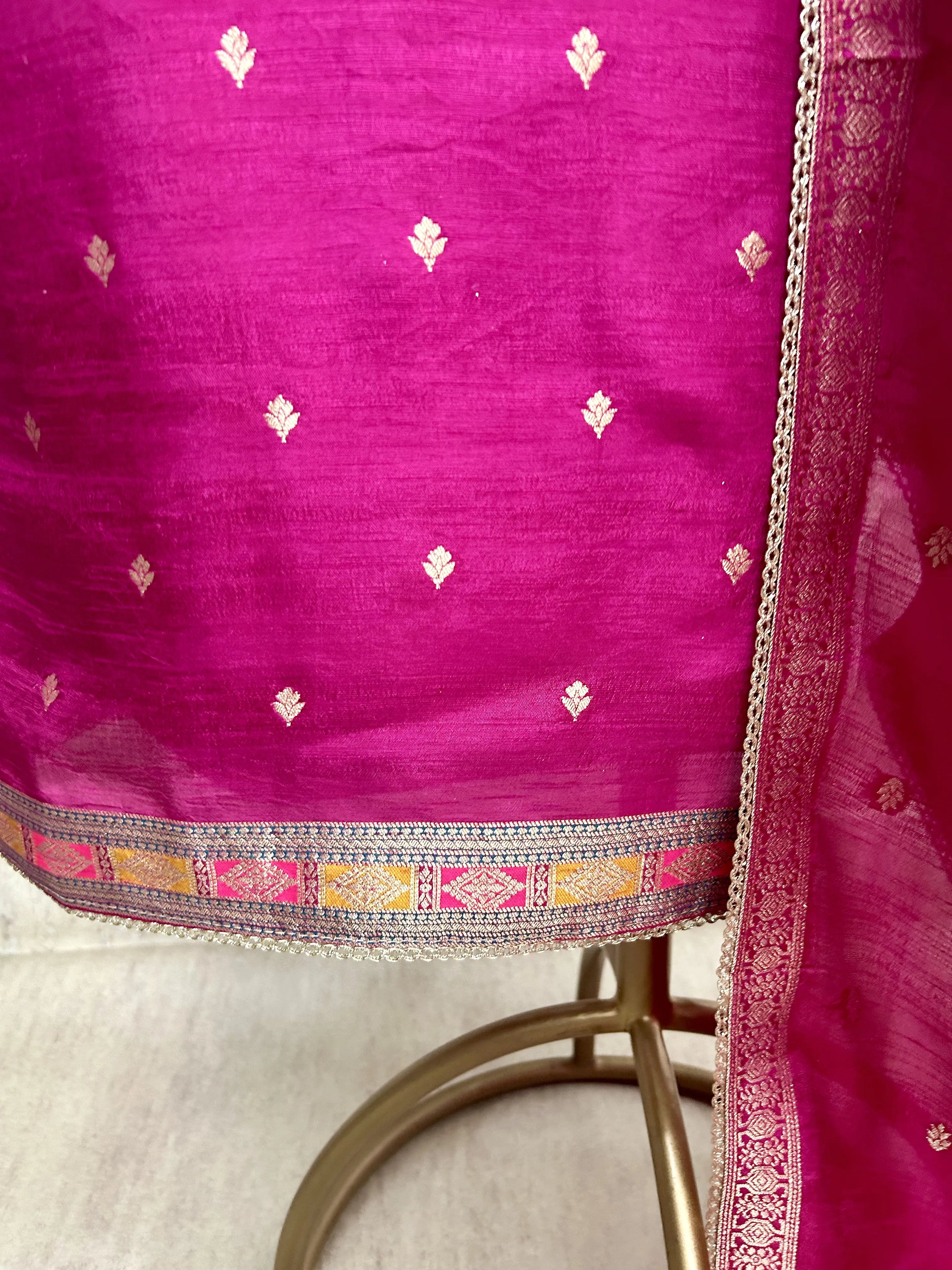 Dola Silk Unstitched Suit Set Featuring Dola Silk Dupatta