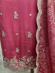 Tissue Unstitched Suit Set With Tissue Dupatta