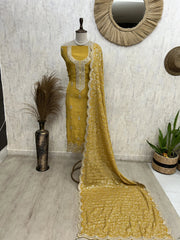 Tissue Unstitched Suit Set With Tissue Dupatta