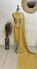 Tissue Unstitched Suit Set With Tissue Dupatta