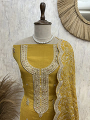 Tissue Unstitched Suit Set With Tissue Dupatta
