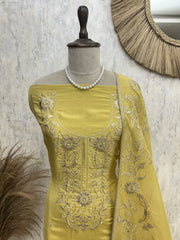 Tissue Unstitched Suit Set With Tissue Dupatta