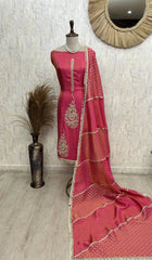 Tissue Unstitched Suit Set With Tissue Dupatta