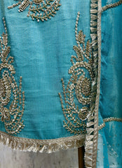 Tissue Unstitched Suit Set With Tissue Dupatta
