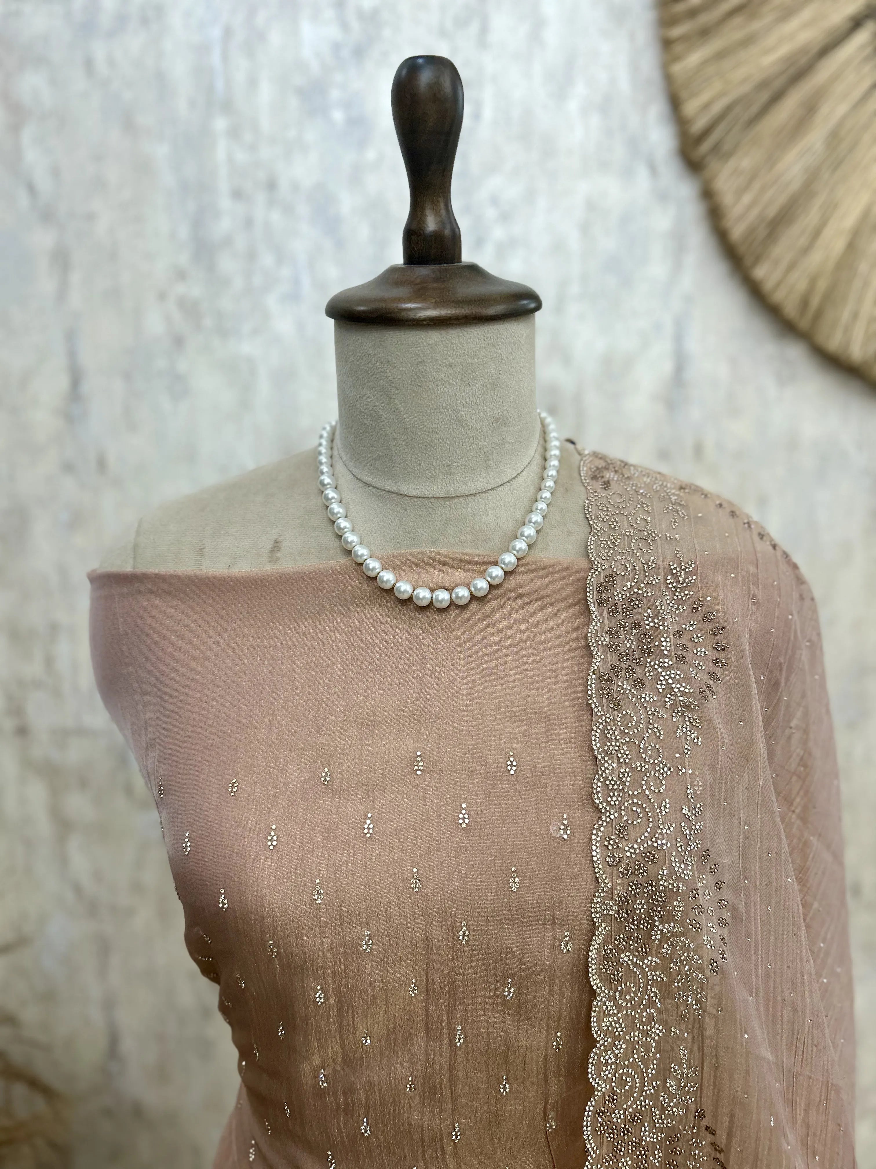Chiffon Organza Unstitched Suit Set With Chiffon Organza Dupatta