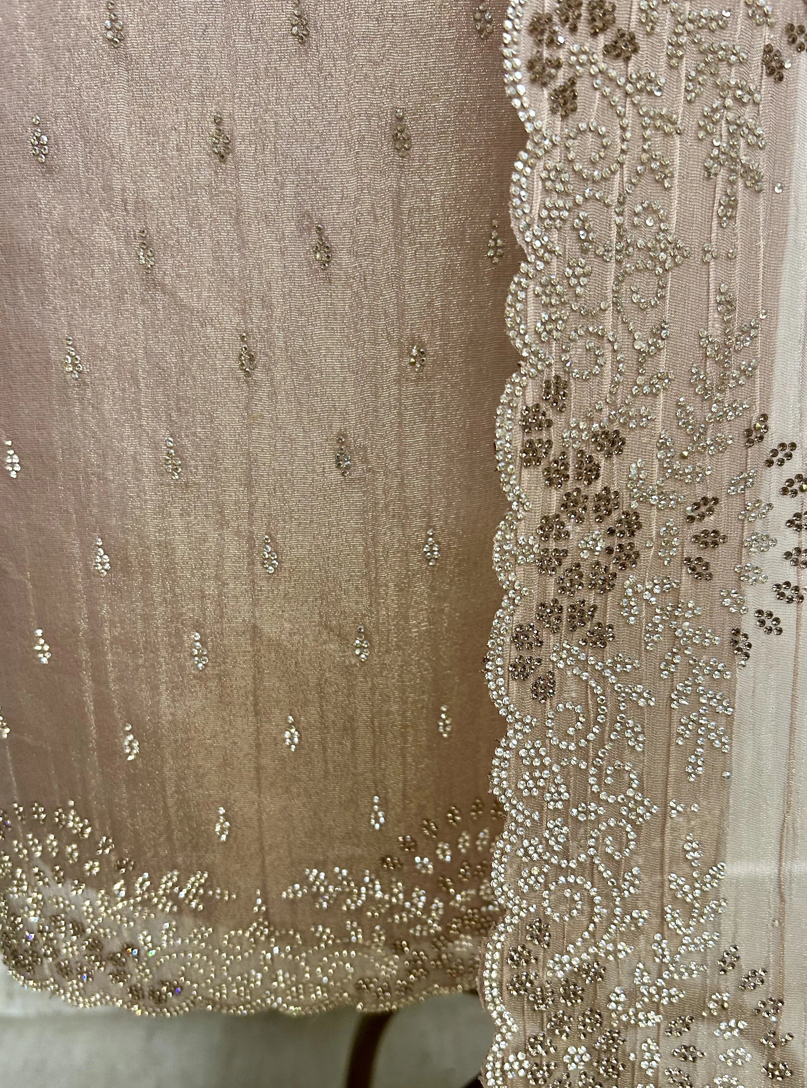 Chiffon Organza Unstitched Suit Set With Chiffon Organza Dupatta