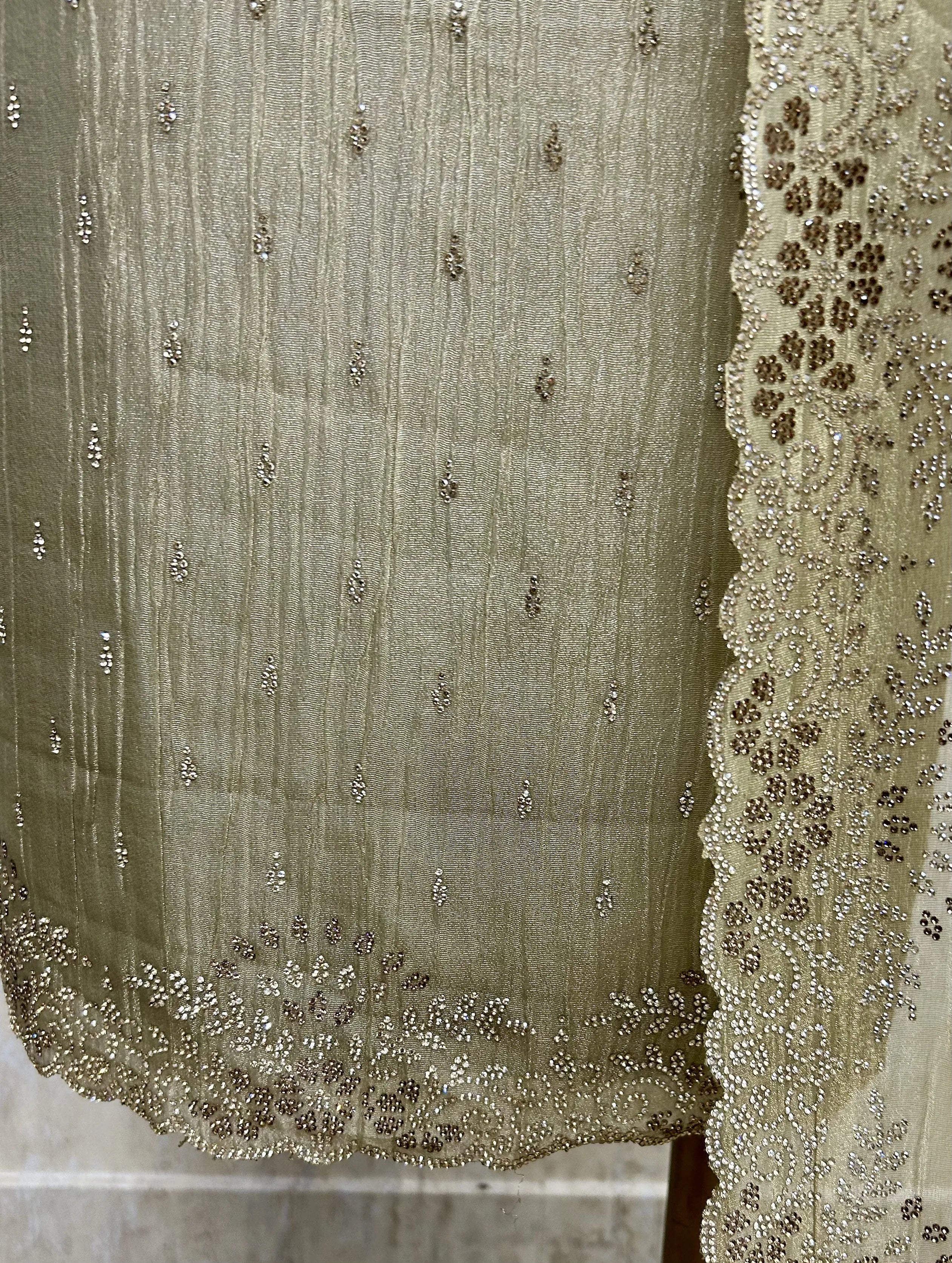 Chiffon Organza Unstitched Suit Set With Chiffon Organza Dupatta
