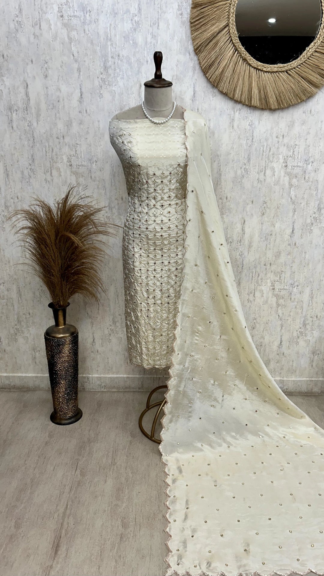 Tissue Unstitched Suit Set Featuring Tissue Dupatta