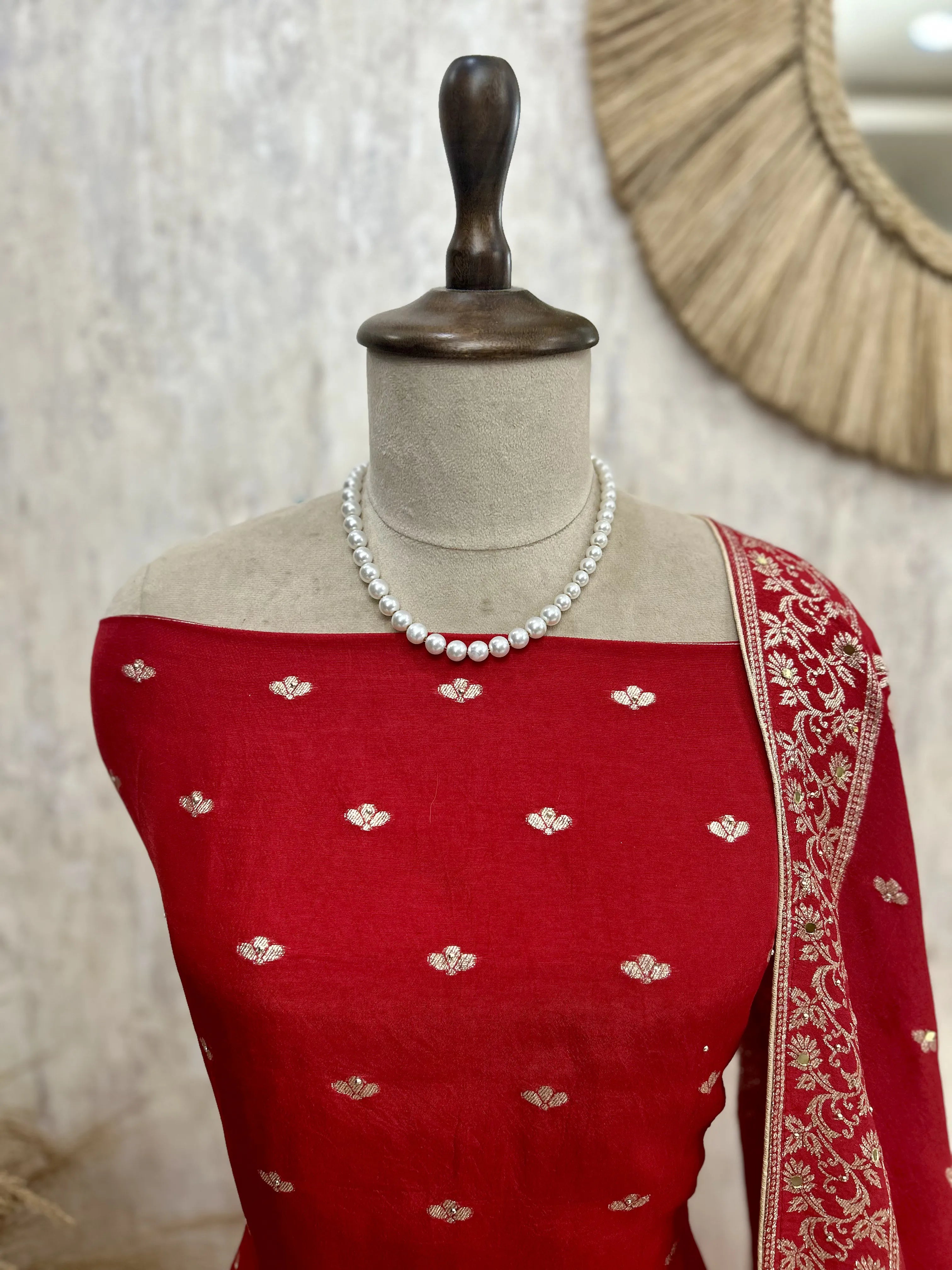 Karwa Chauth Special Dola Silk Unstitched Suit Set