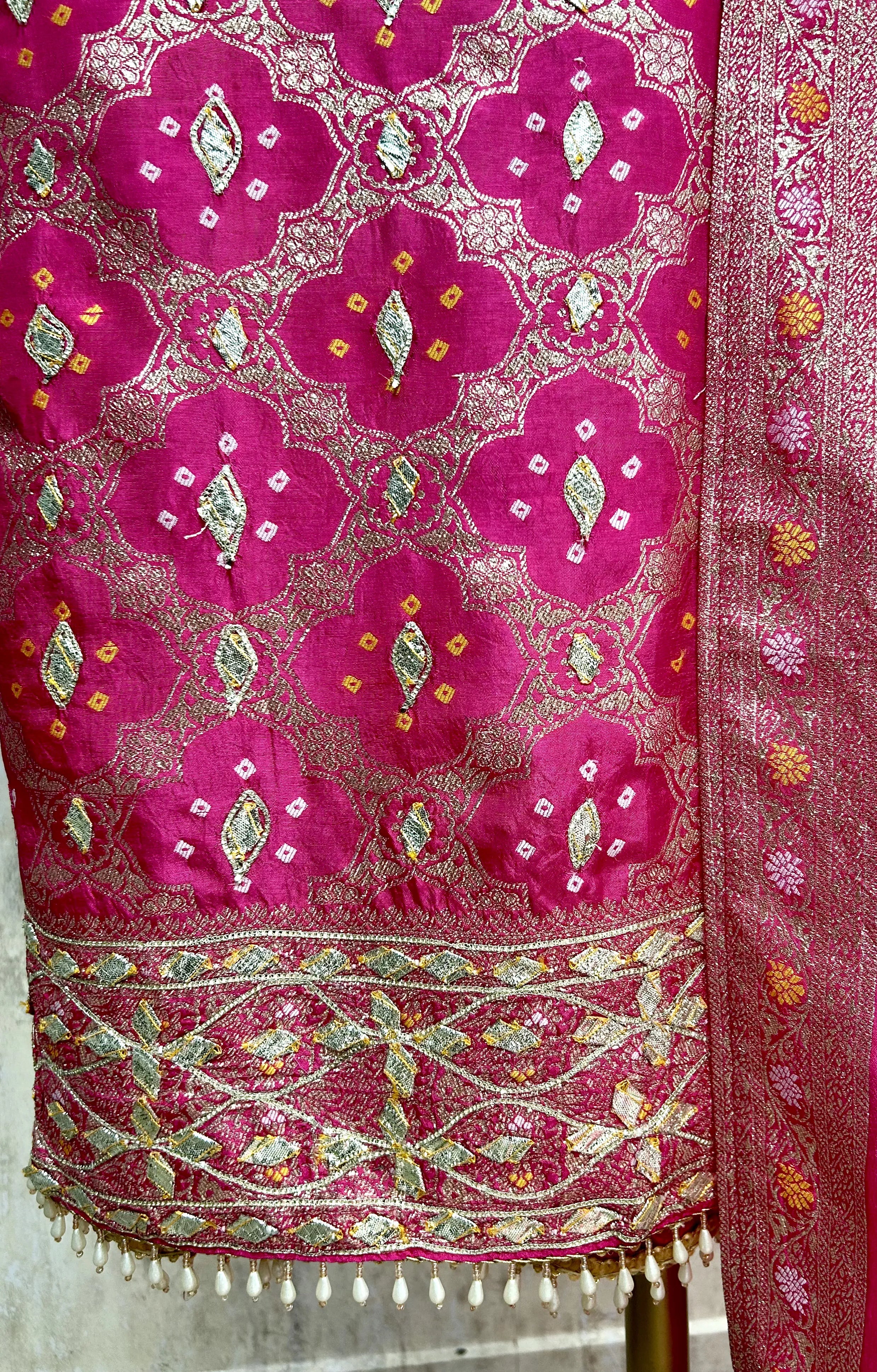 Dola Silk Unstitched Suit Set With Dola Silk Dupatta