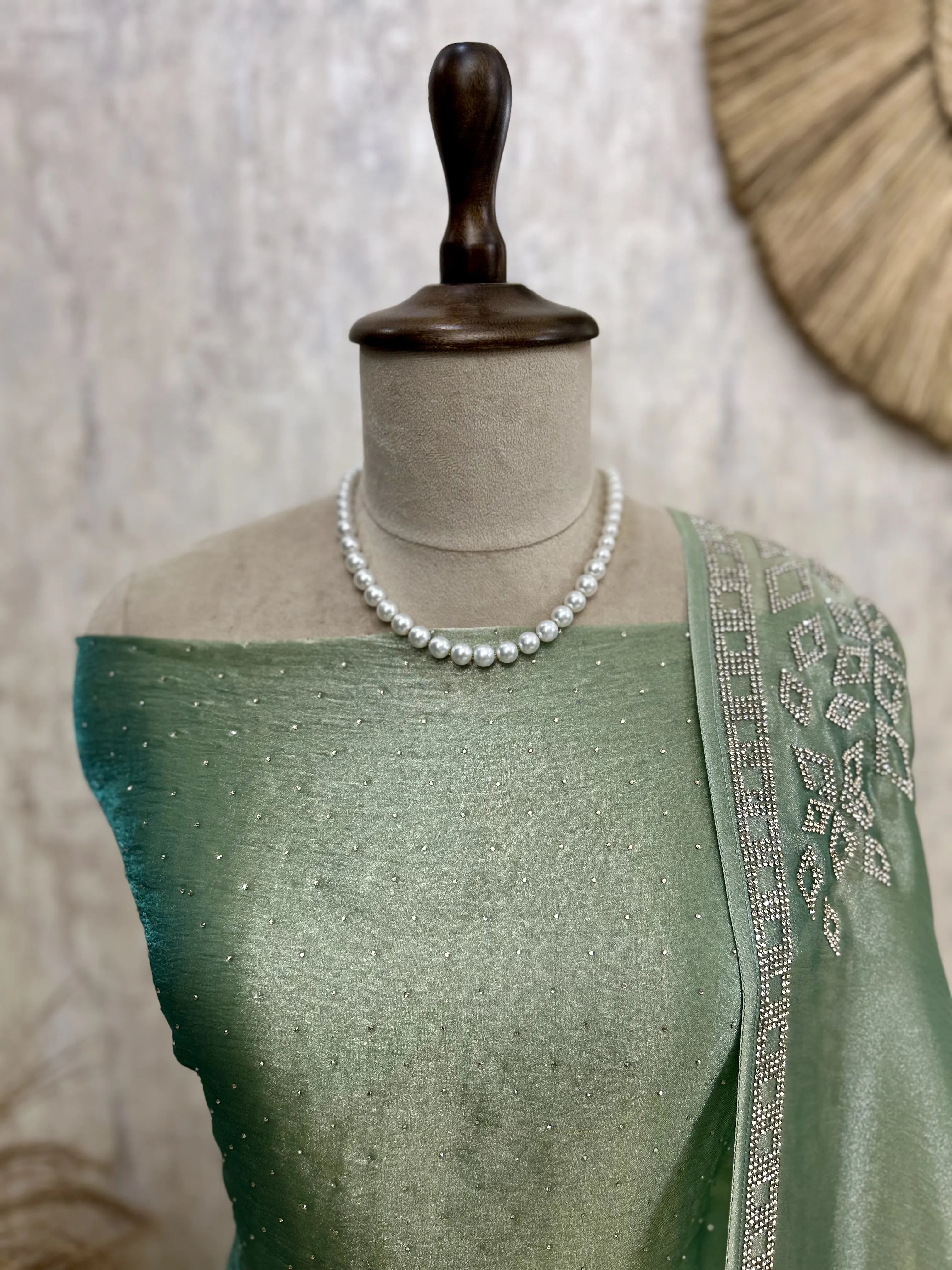 Glass Organza Unstitched Suit Set Featuring Glass Organza Dupatta