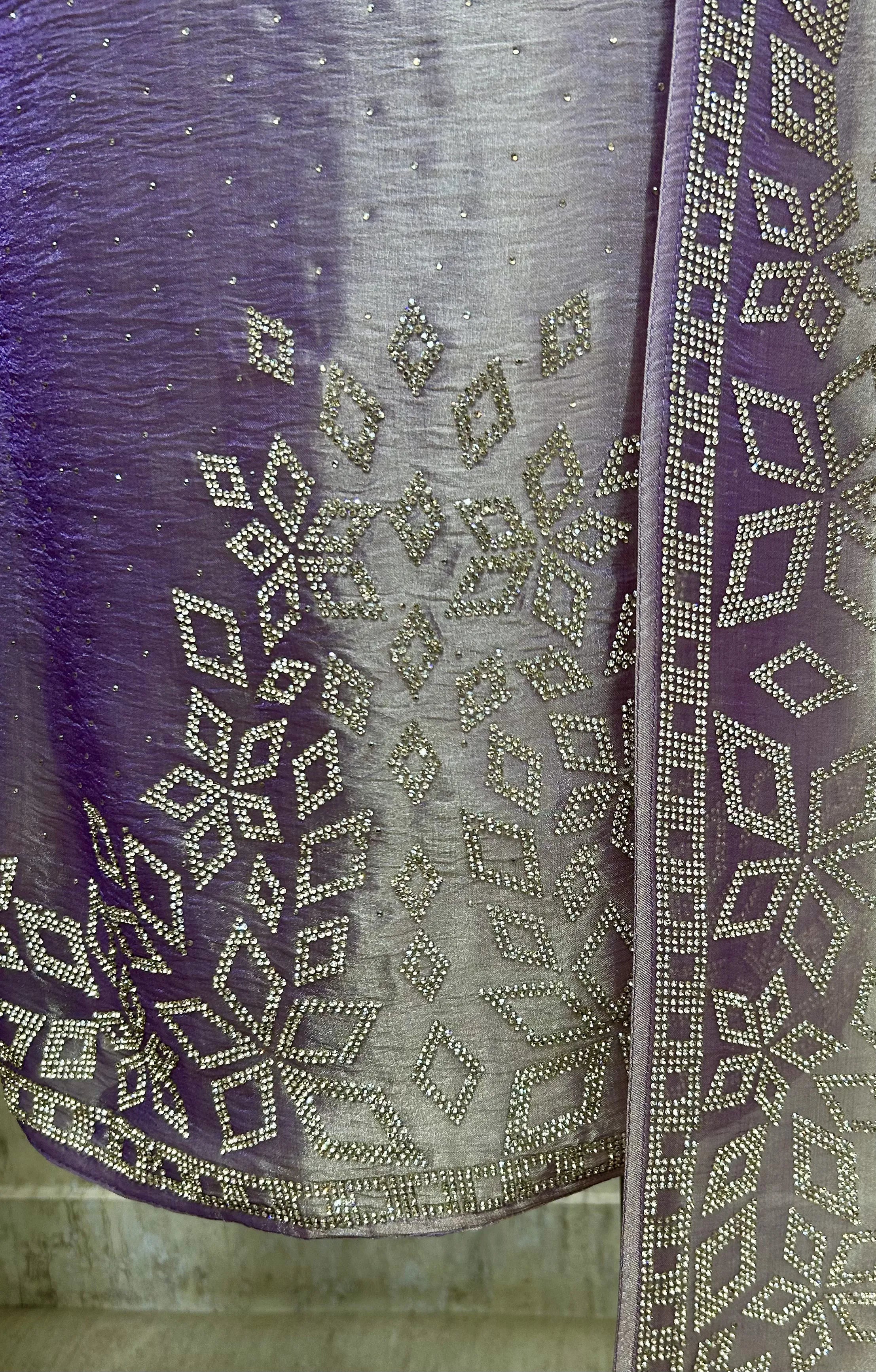 Glass Organza Unstitched Suit Set Featuring Glass Organza Dupatta