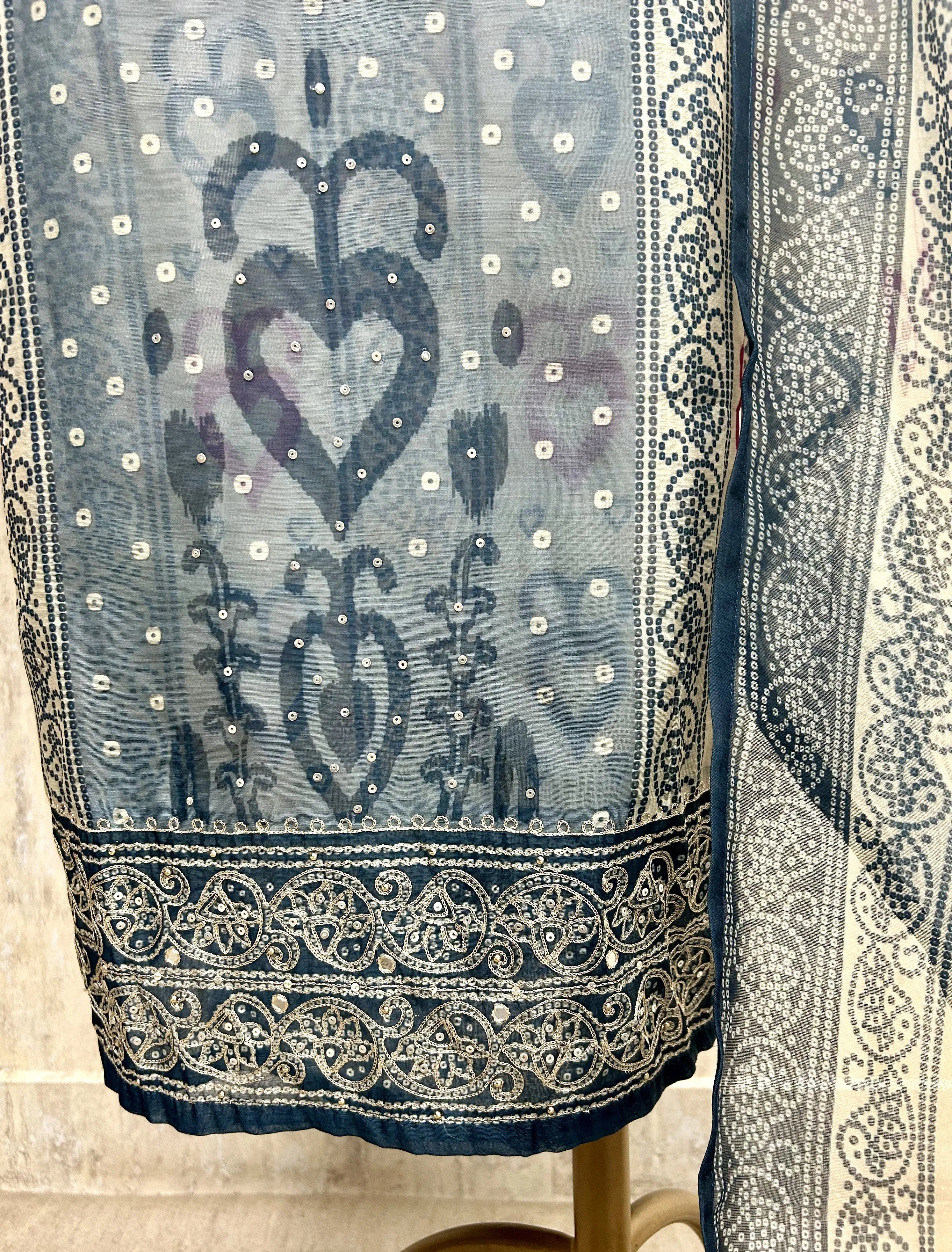 Maheshwari Unstitched Suit Set With Maheshwari Dupatta