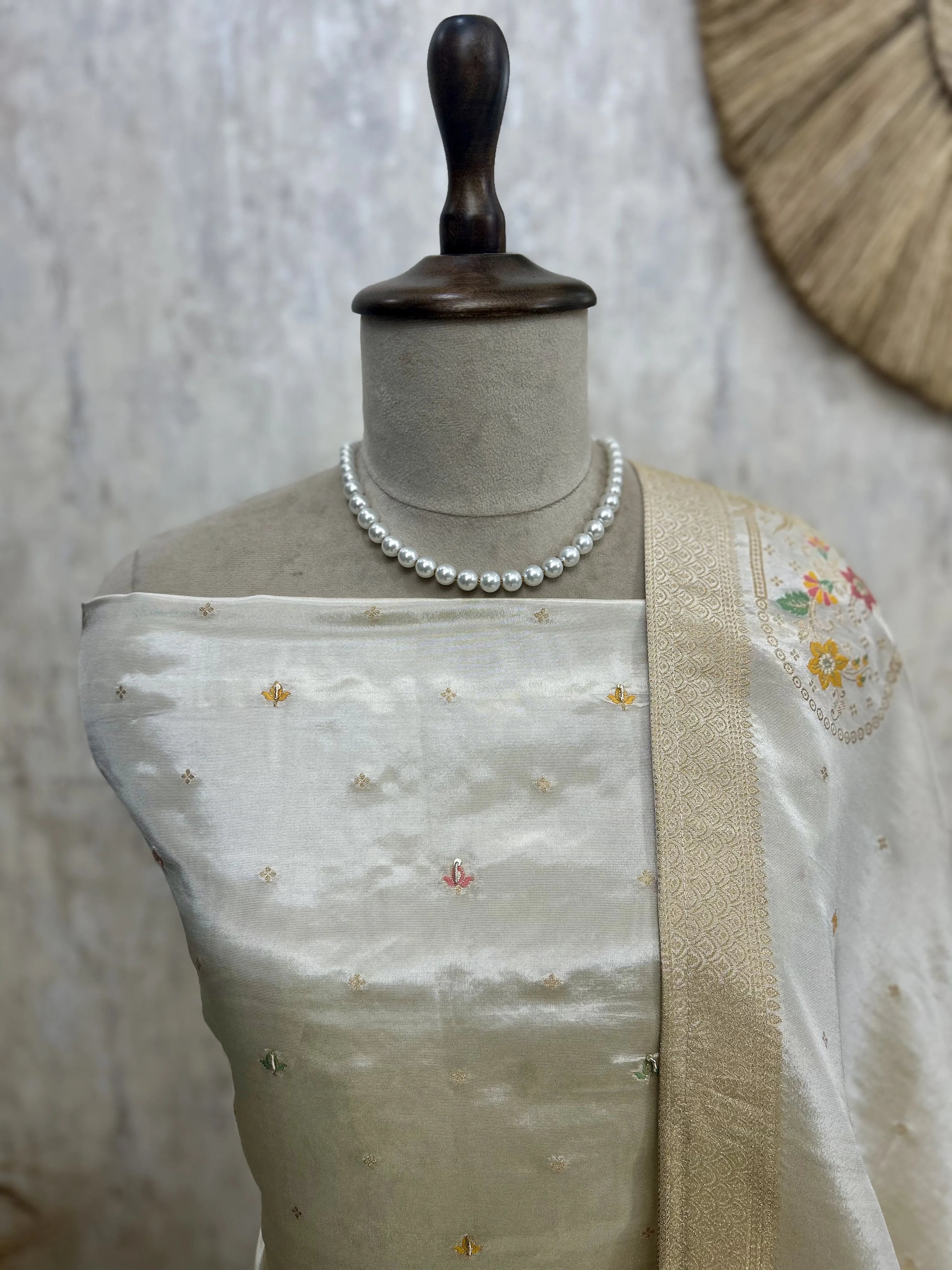 Tissue Silk Unstitched Suit Featuring Tissue Silk Dupatta