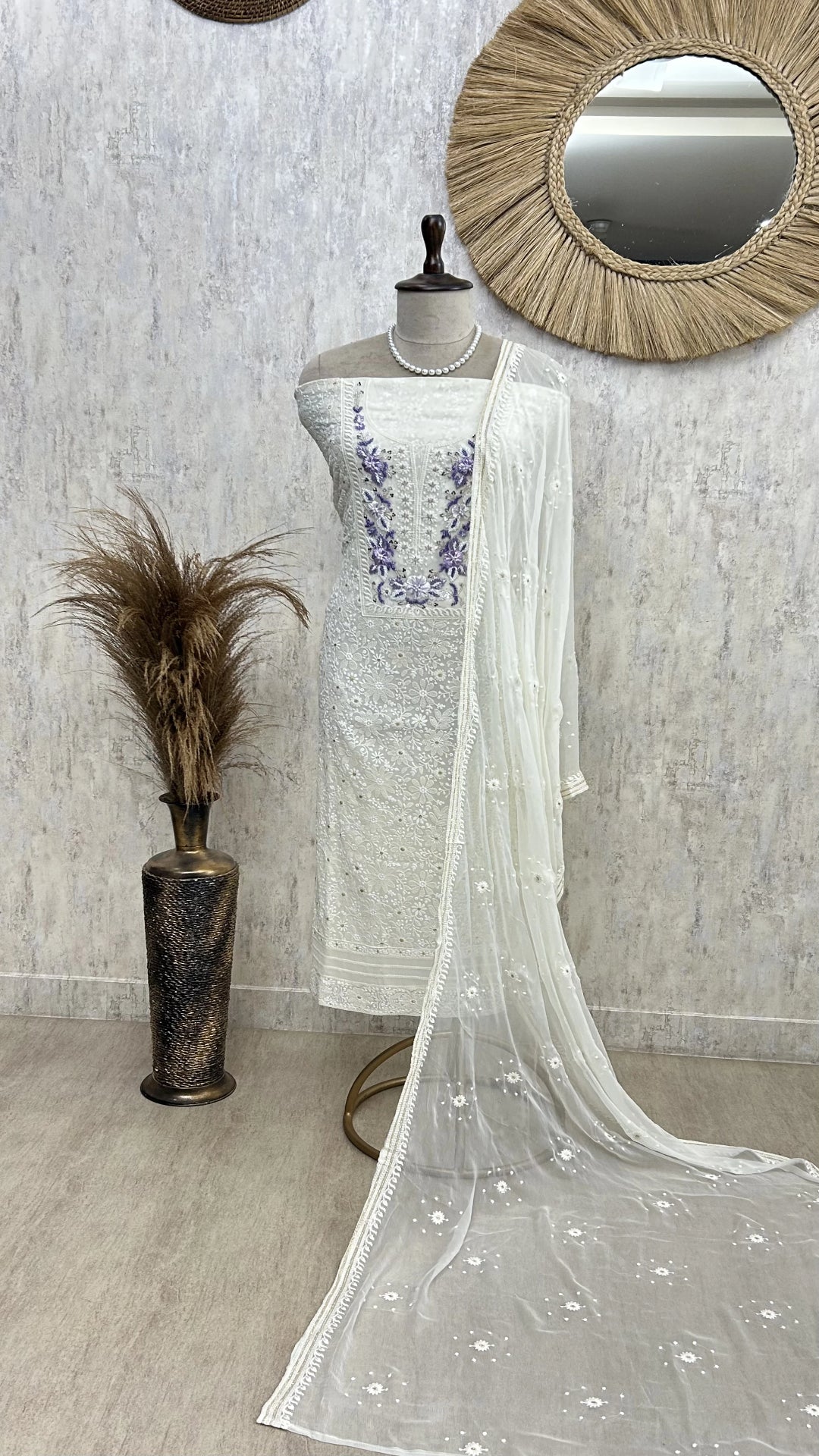 Lucknowi Chikankari Georgette Unstitched Suit Set