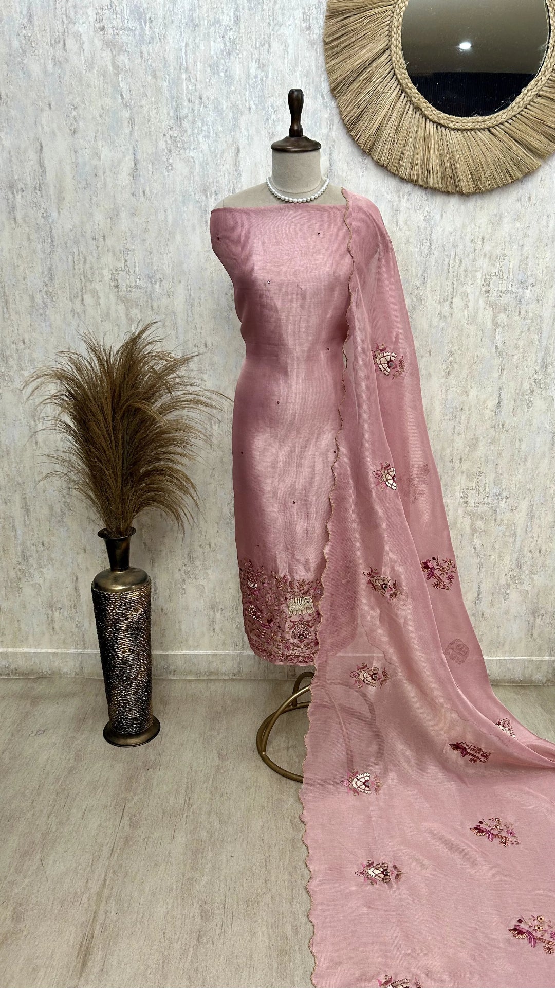 Kota Unstitched Suit Set Featuring Kota Dupatta