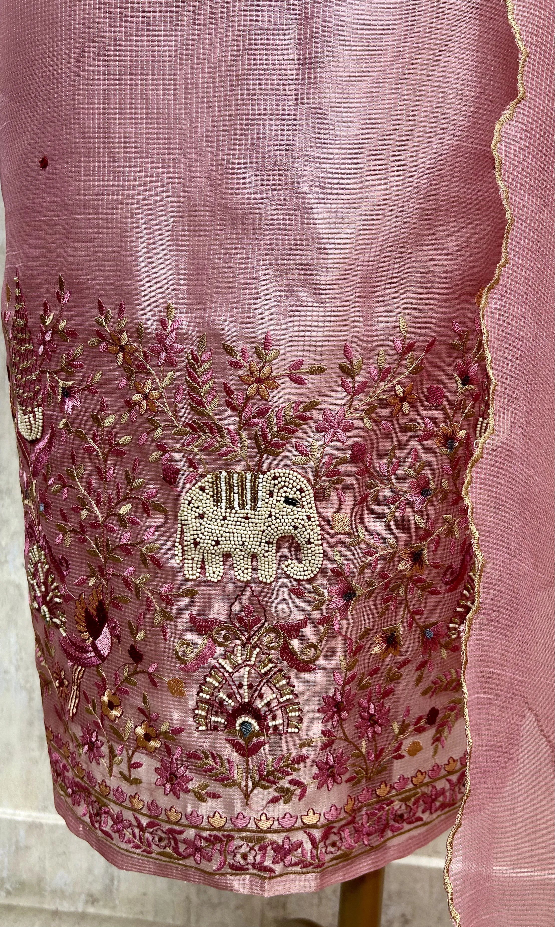 Kota Unstitched Suit Set Featuring Kota Dupatta