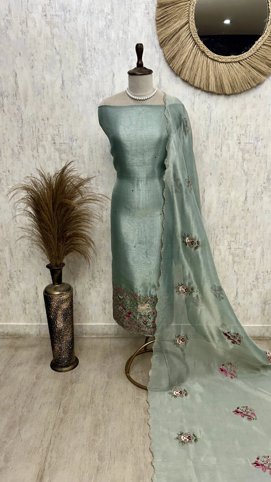 Kota Unstitched Suit Set Featuring Kota Dupatta