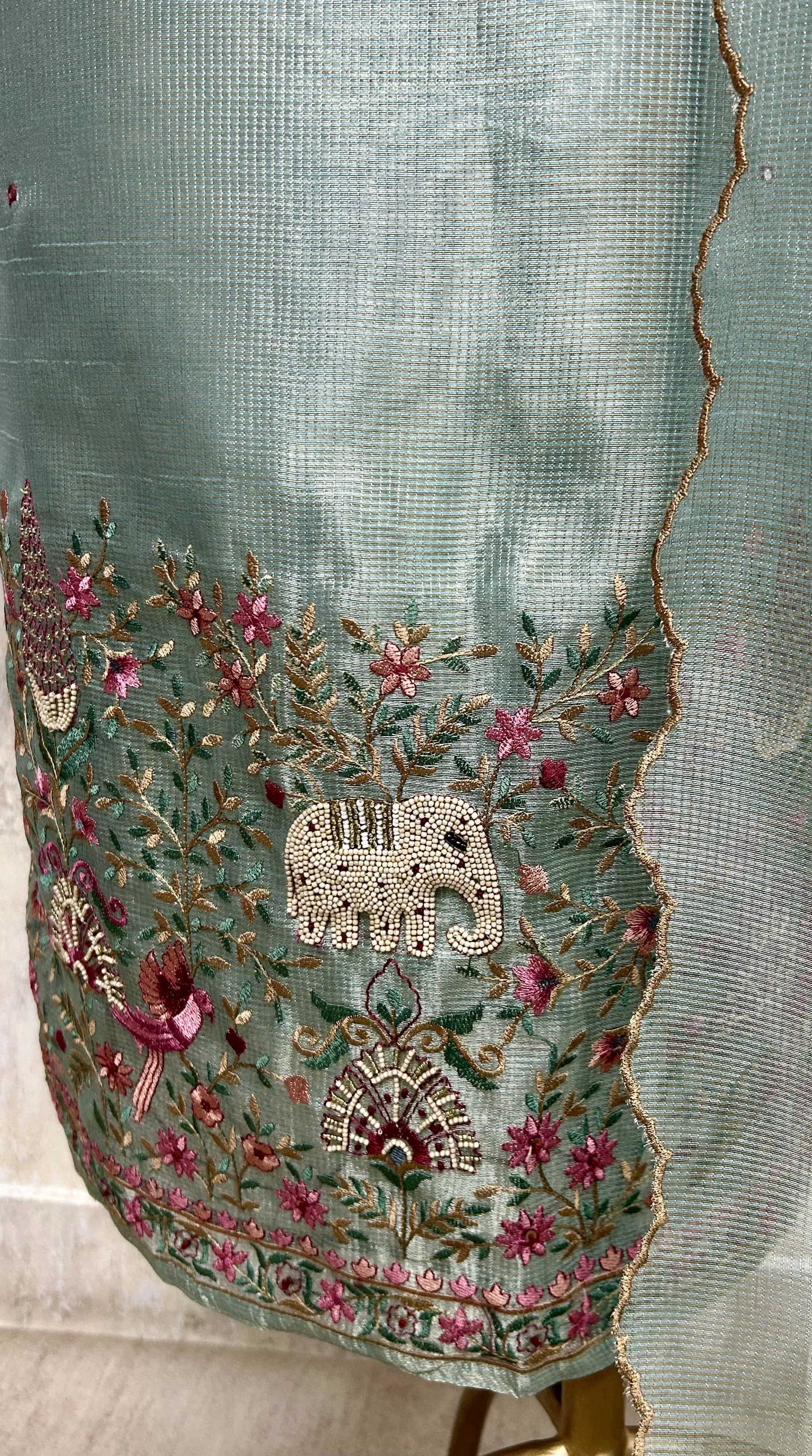 Kota Unstitched Suit Set Featuring Kota Dupatta