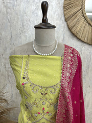 Premium Katdana Work Cosmo Unstitched Suit Set