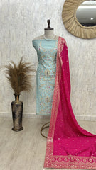Premium Katdana Work Cosmo Unstitched Suit Set