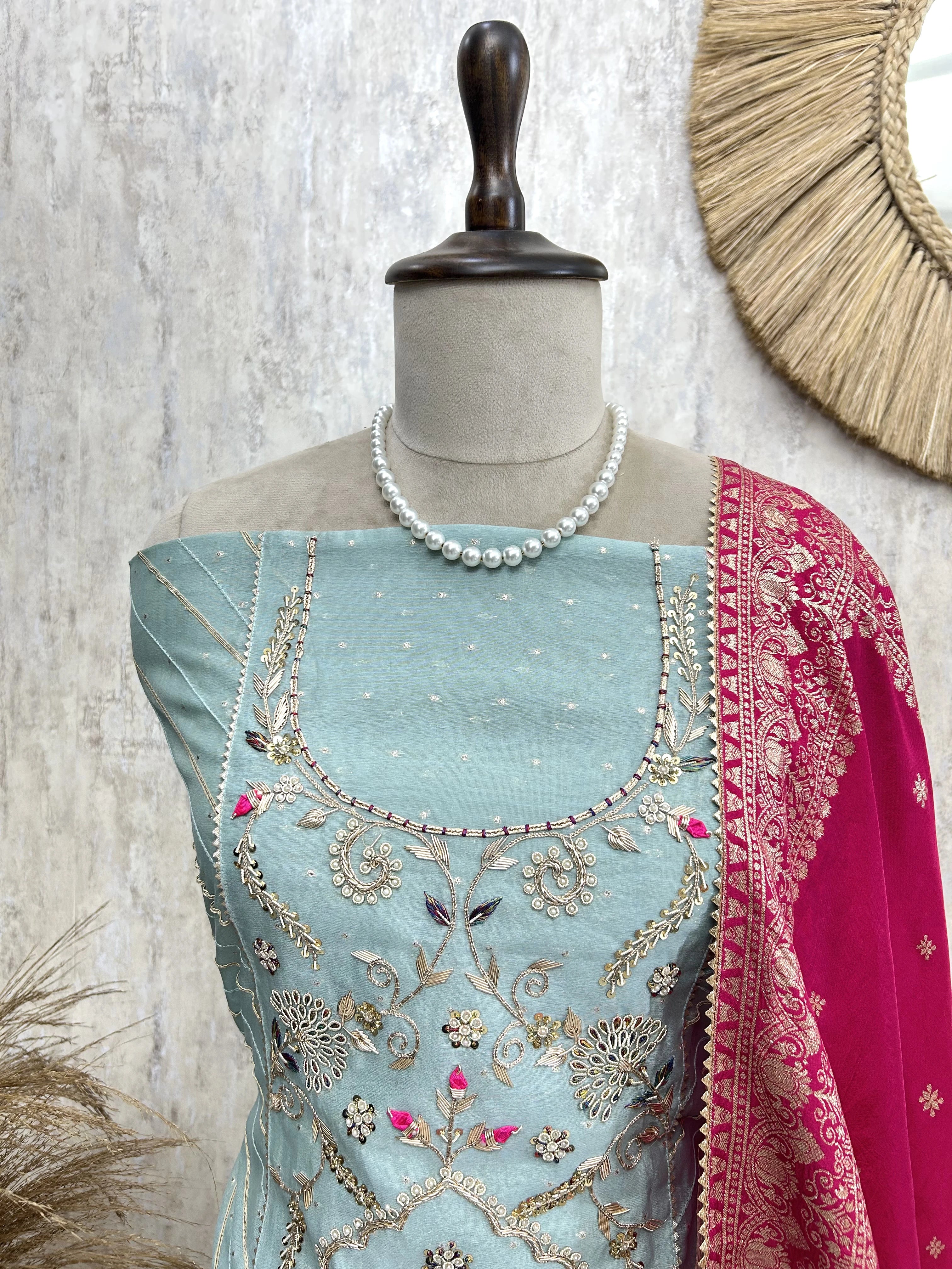 Premium Katdana Work Cosmo Unstitched Suit Set