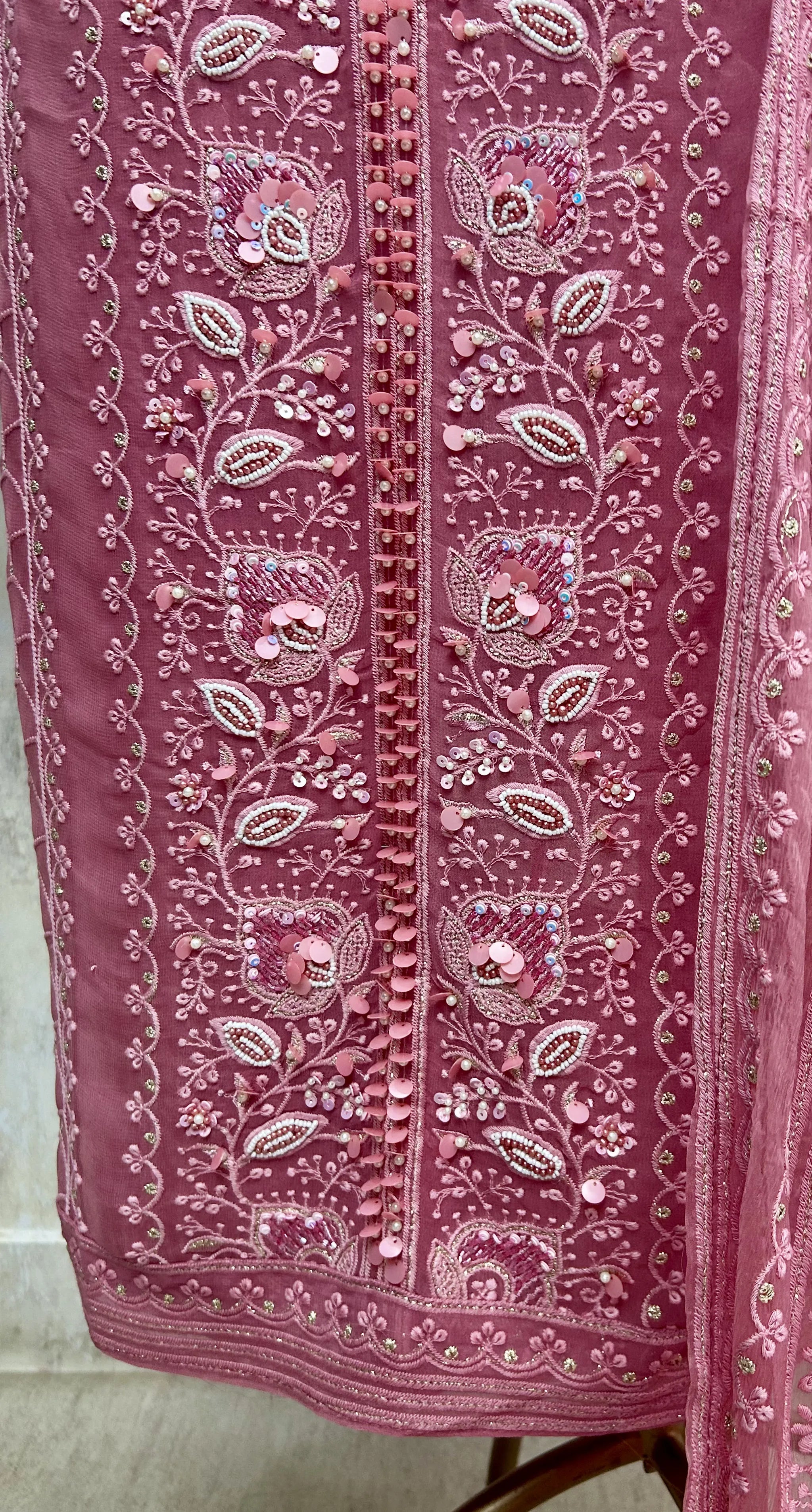 Georgette Unstitched Suit Set Featuring Chiffon Dupatta