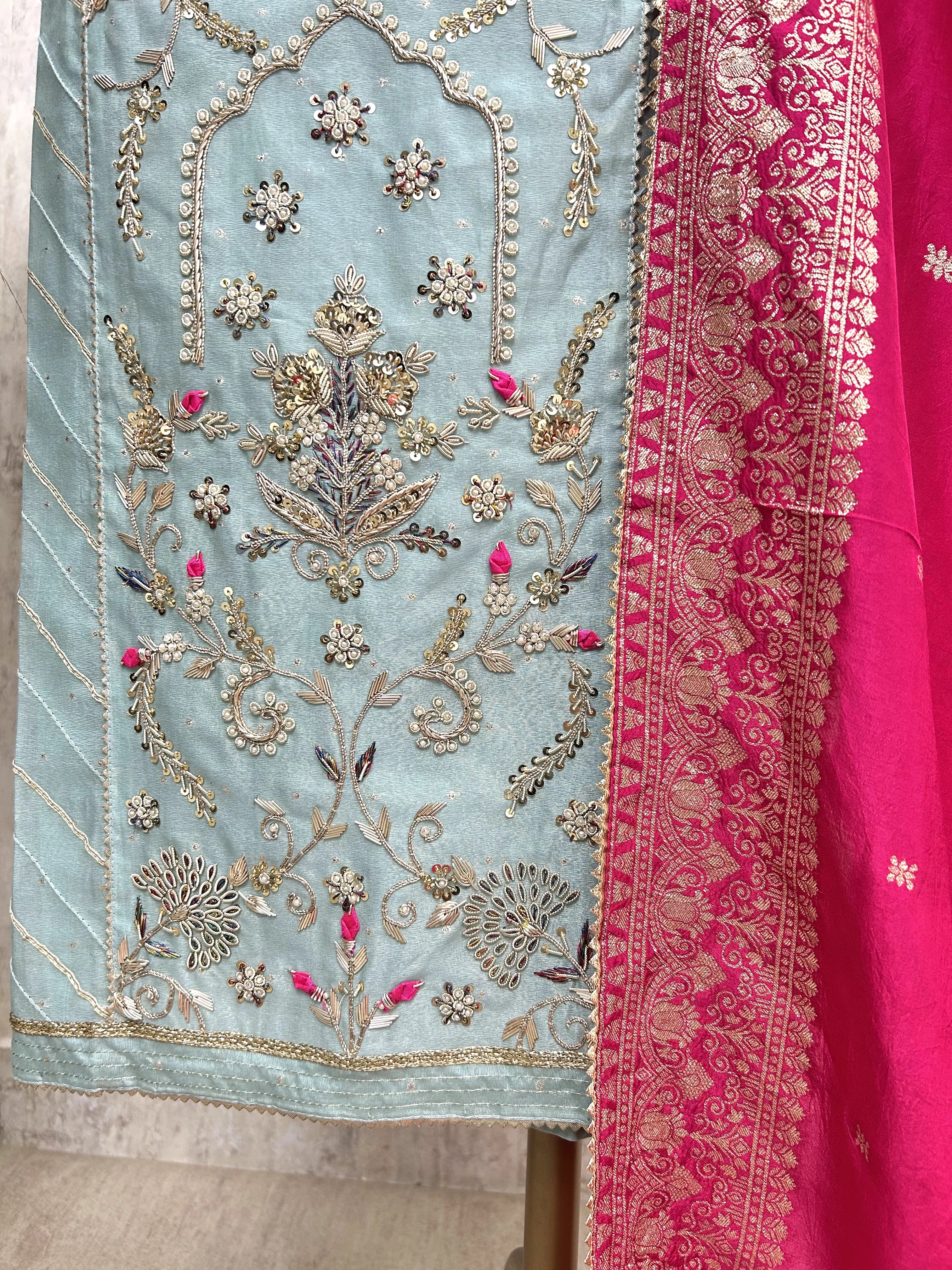 Premium Katdana Work Cosmo Unstitched Suit Set