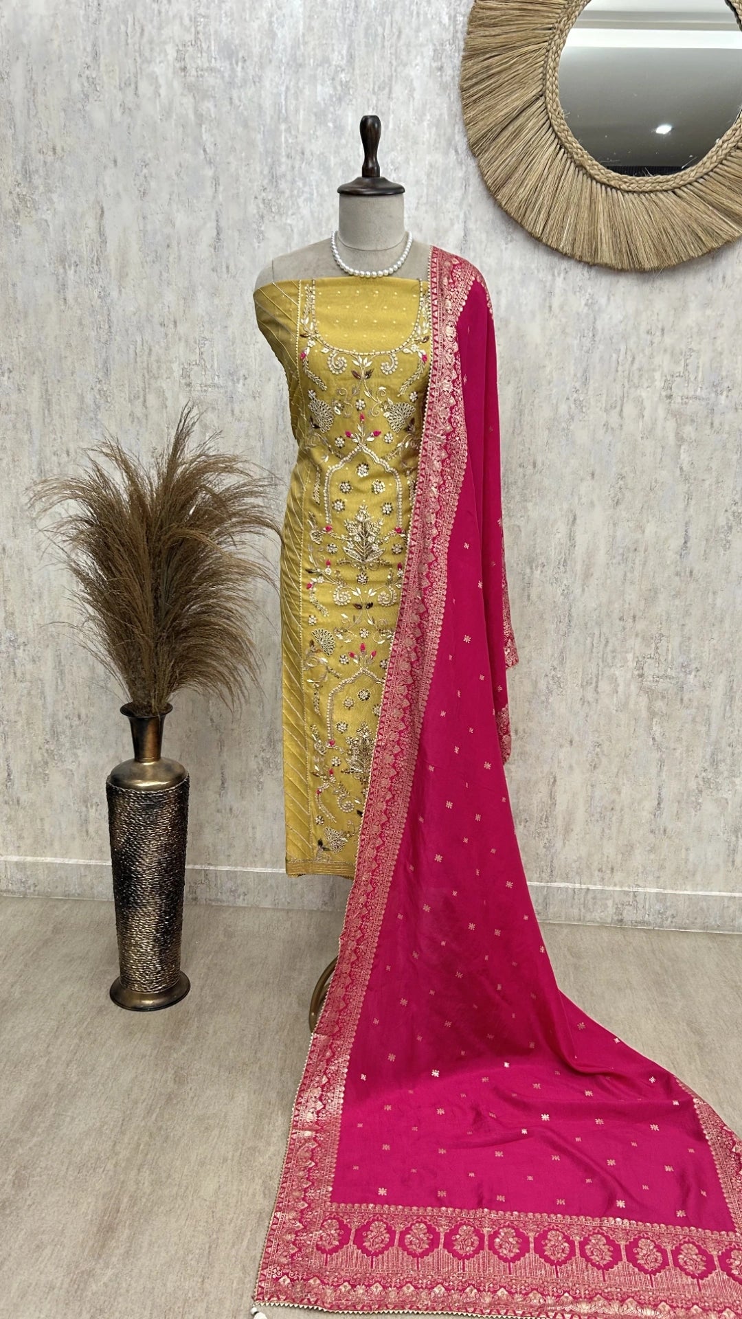 Premium Katdana Work Cosmo Unstitched Suit Set
