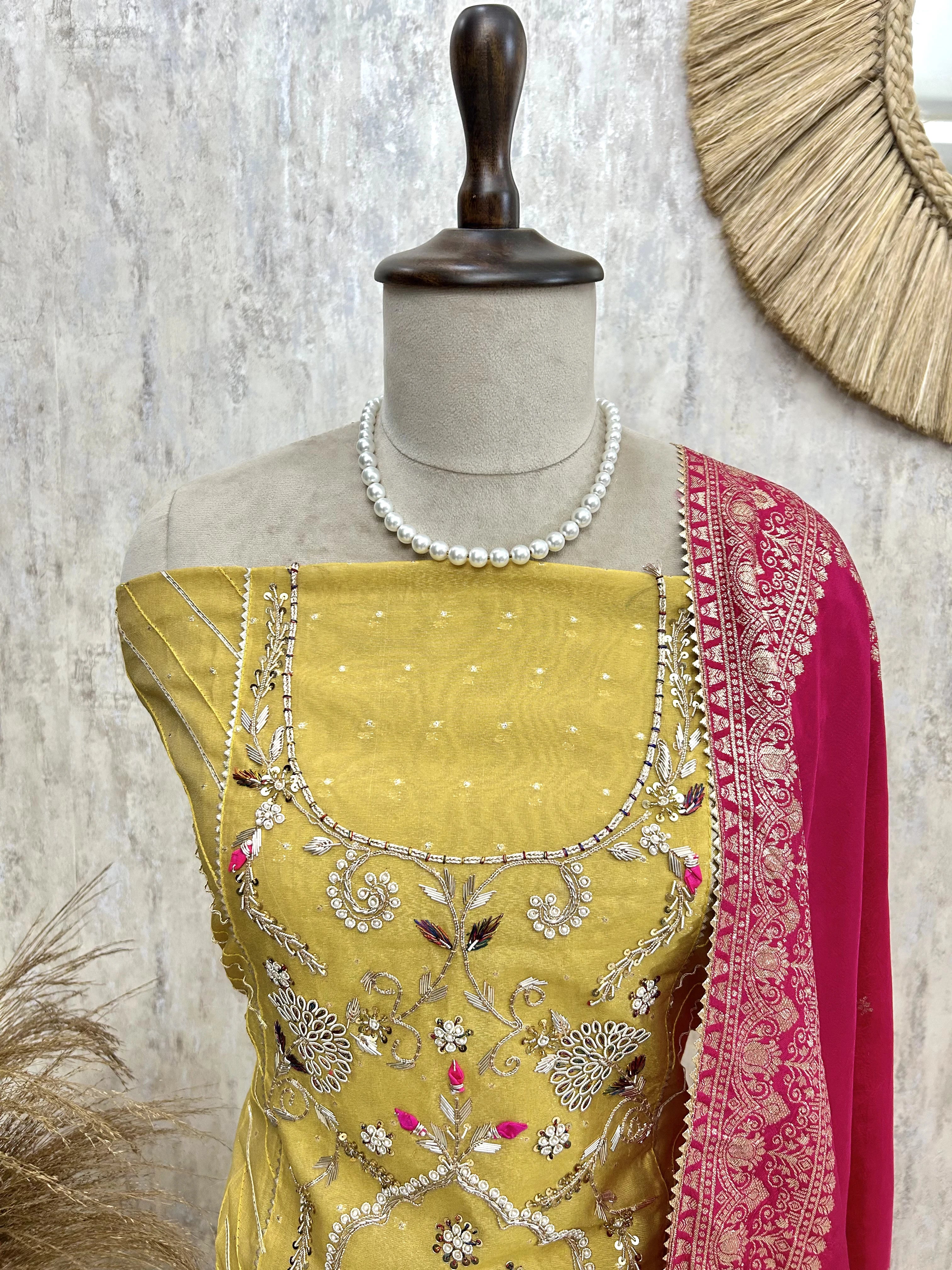 Premium Katdana Work Cosmo Unstitched Suit Set