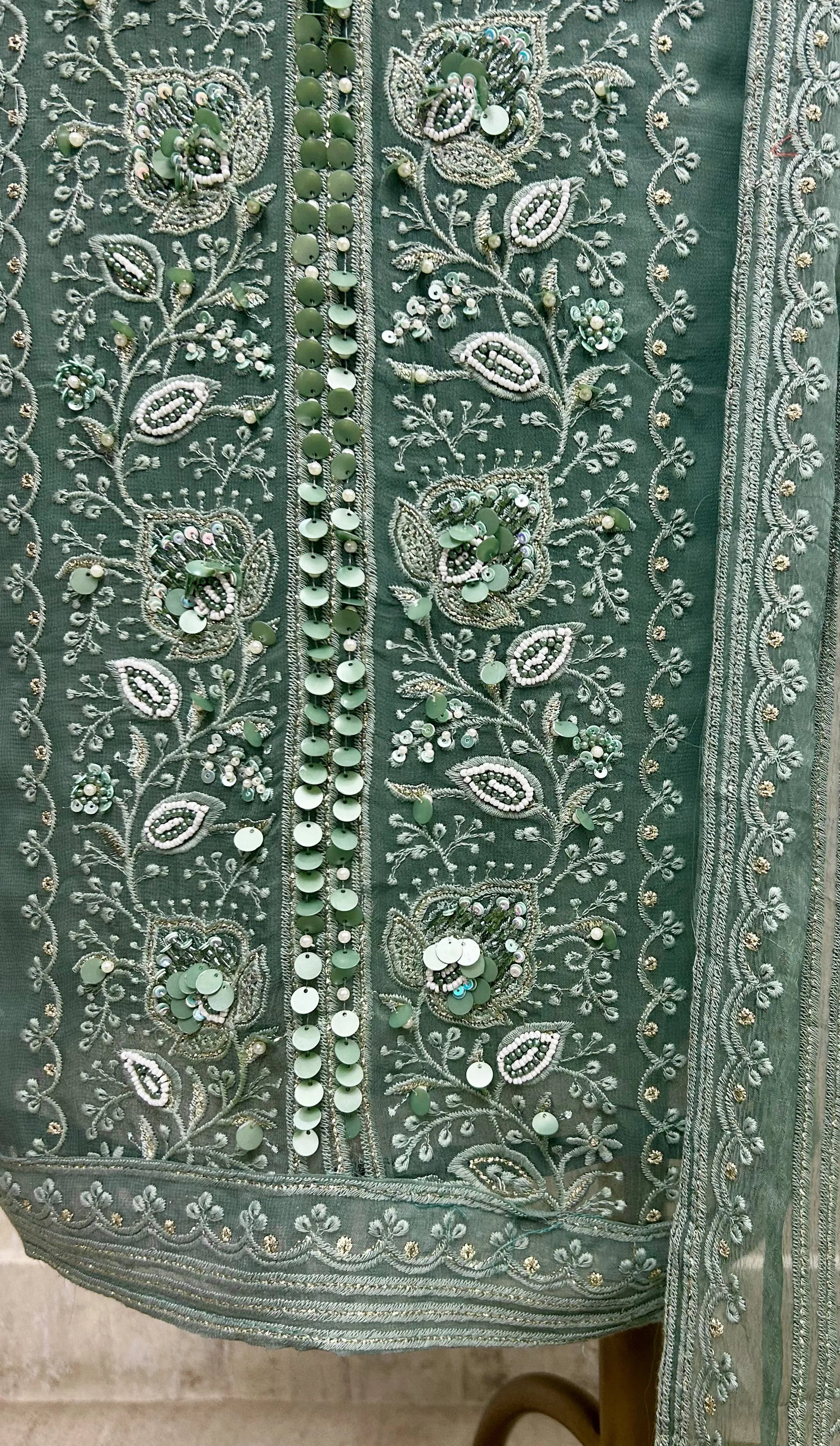 Georgette Unstitched Suit Set Featuring Chiffon Dupatta