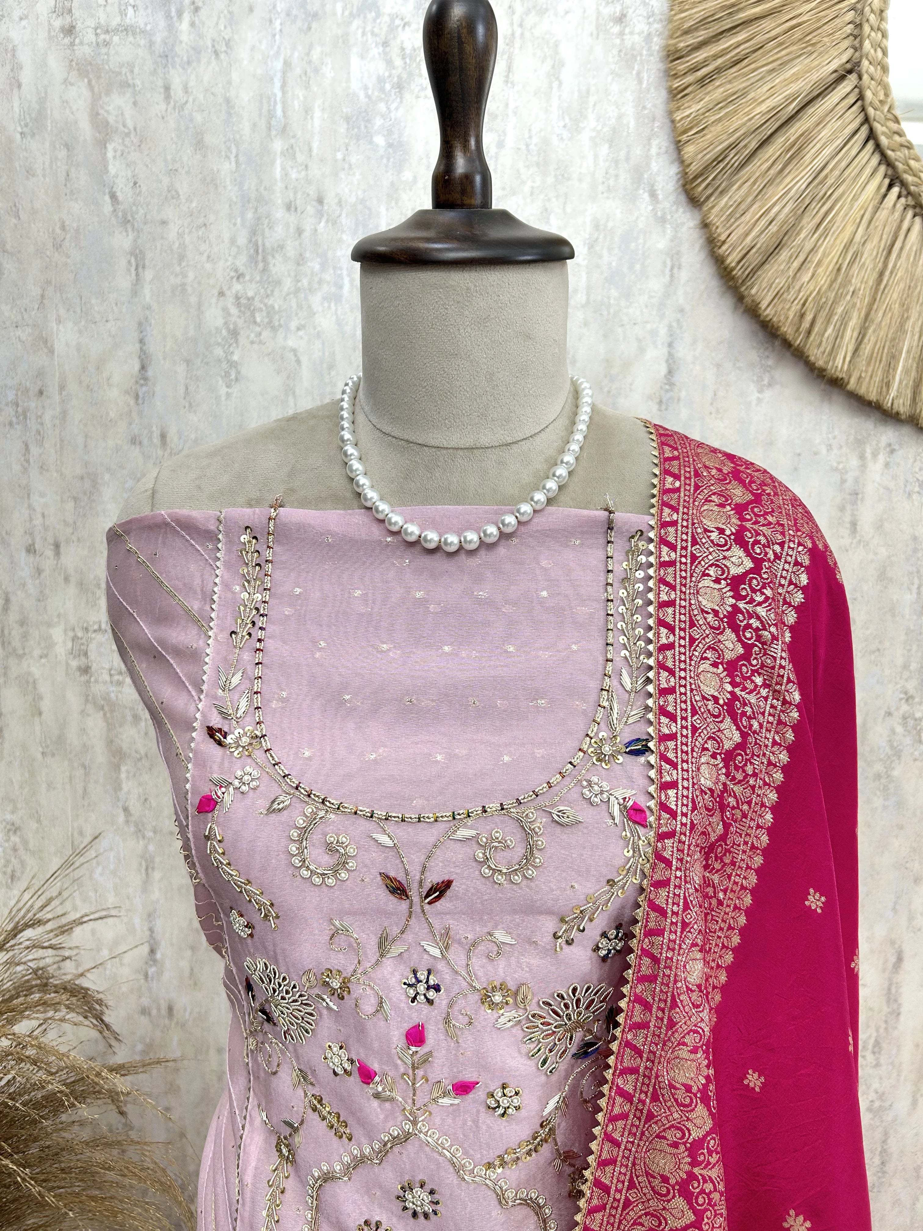 Premium Katdana Work Cosmo Unstitched Suit Set