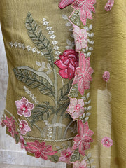 Floral Cursh Tissue Unstitched Suit Set