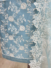 Thread Embroidered Maheshwari Unstitched Suit Set