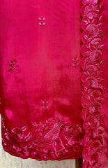 Satin Unstitched Suit Set Featuring Organza Dupatta