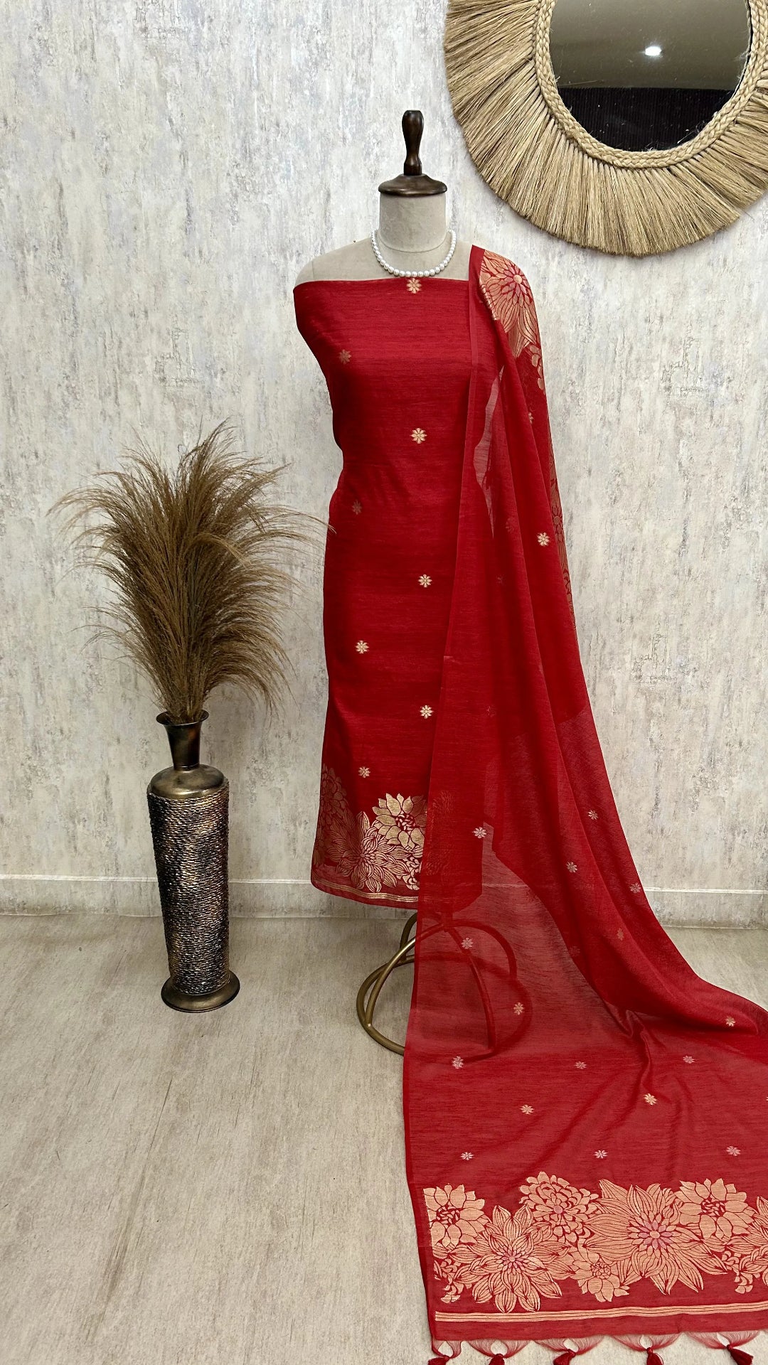 Jamdani Unstitched Suit Set With Jamdani Dupatta