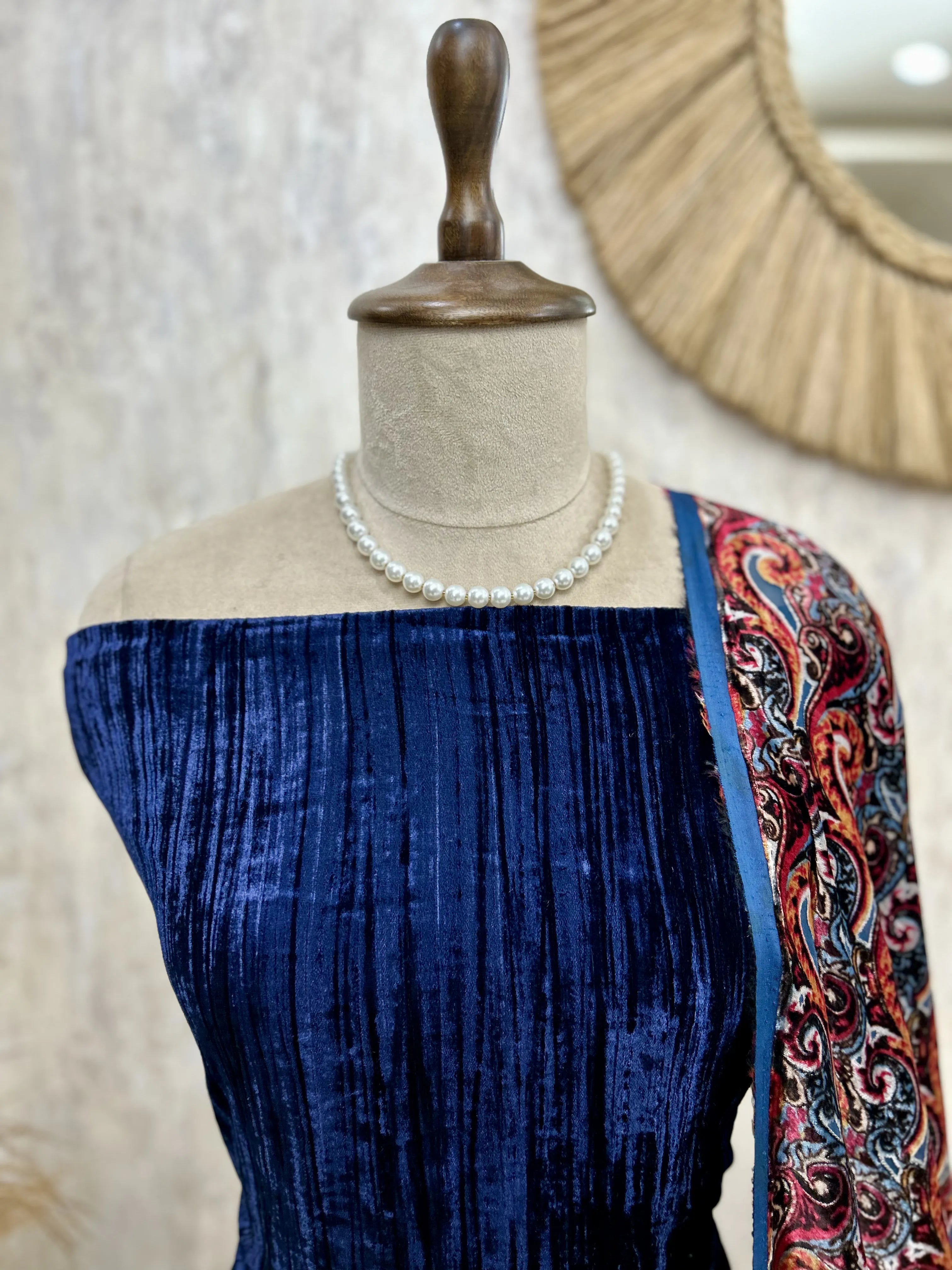 Brasso Velvet Unstitched Suit Set