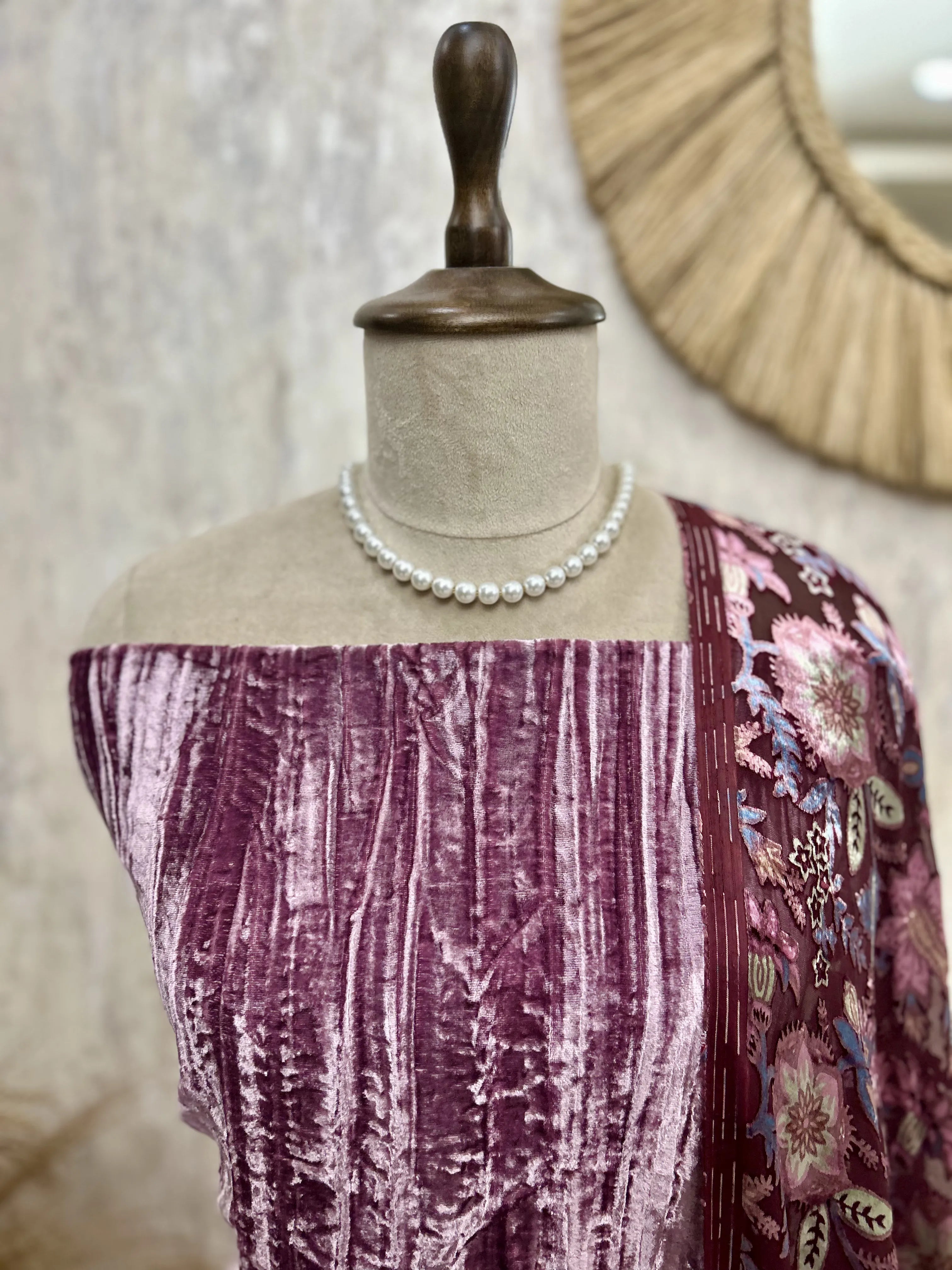 Brasso Velvet Unstitched Suit Set