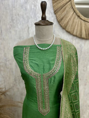 Dola Silk Unstitched Suit Set Featuring Dola Silk Dupatta