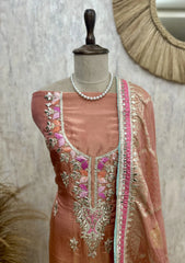 Tissue Unstitched Suit Set Featuring Tissue Dupatta